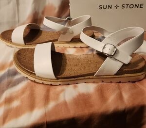 Sun Stone White Mattie Sandals Women's Size 10.5 NIB